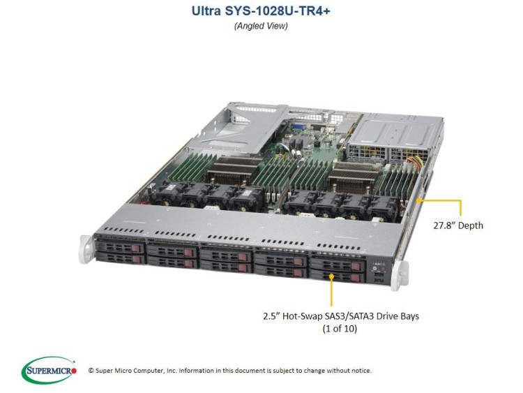 Серверная платформа 1U Supermicro SYS-1028U-TR4+ Серверная платформа 1U Supermicro SYS-1028U-TR4+